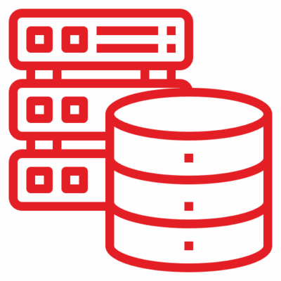 Rotes Datenbank-Icon für die Datensicherung Ihres InfoKeys, Teil vom Segway Service.