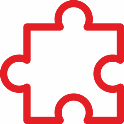 Rotes Puzzleteil-Icon, das Ersatzteile für Segway Service und Reparaturen symbolisiert.