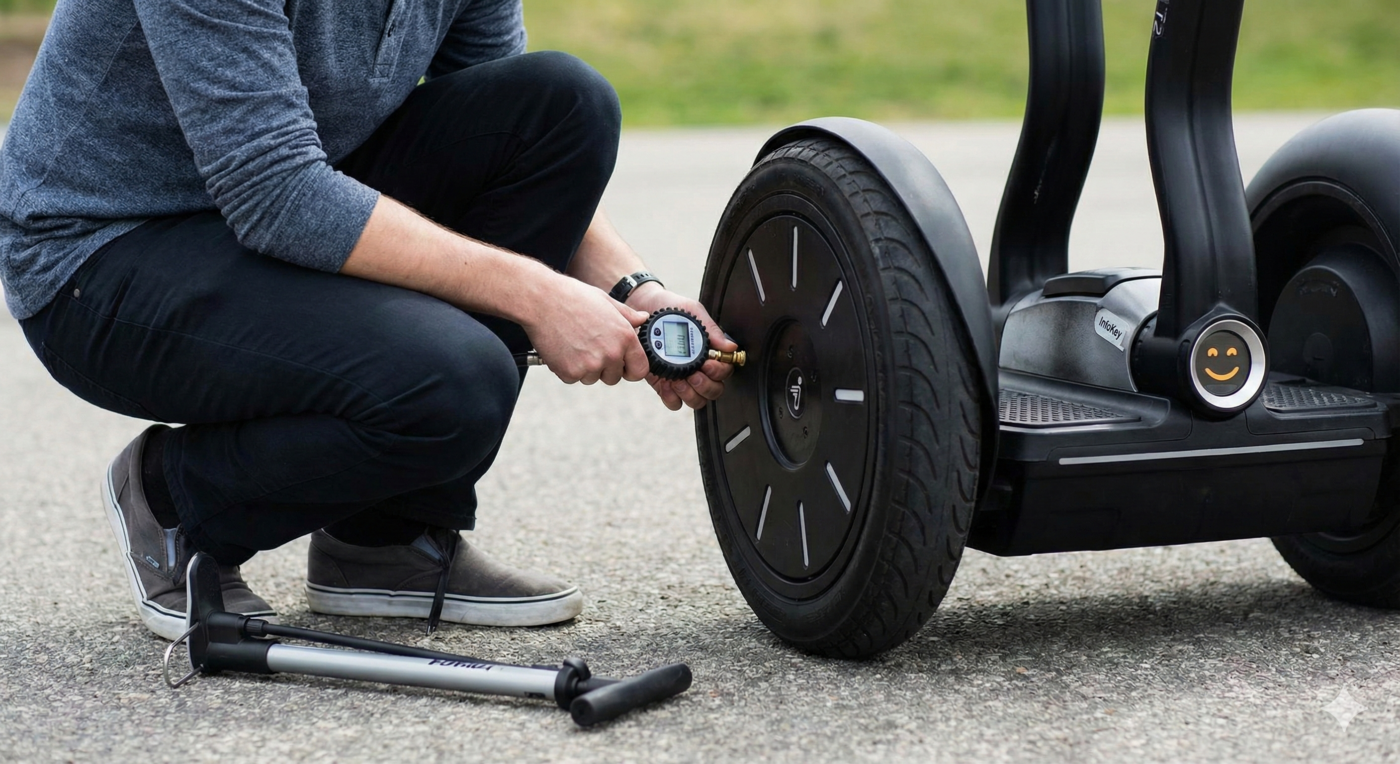 Segway PT Sicherheitscheck: Prüfung von Reifendruck und LeanSteer vor der Fahrt